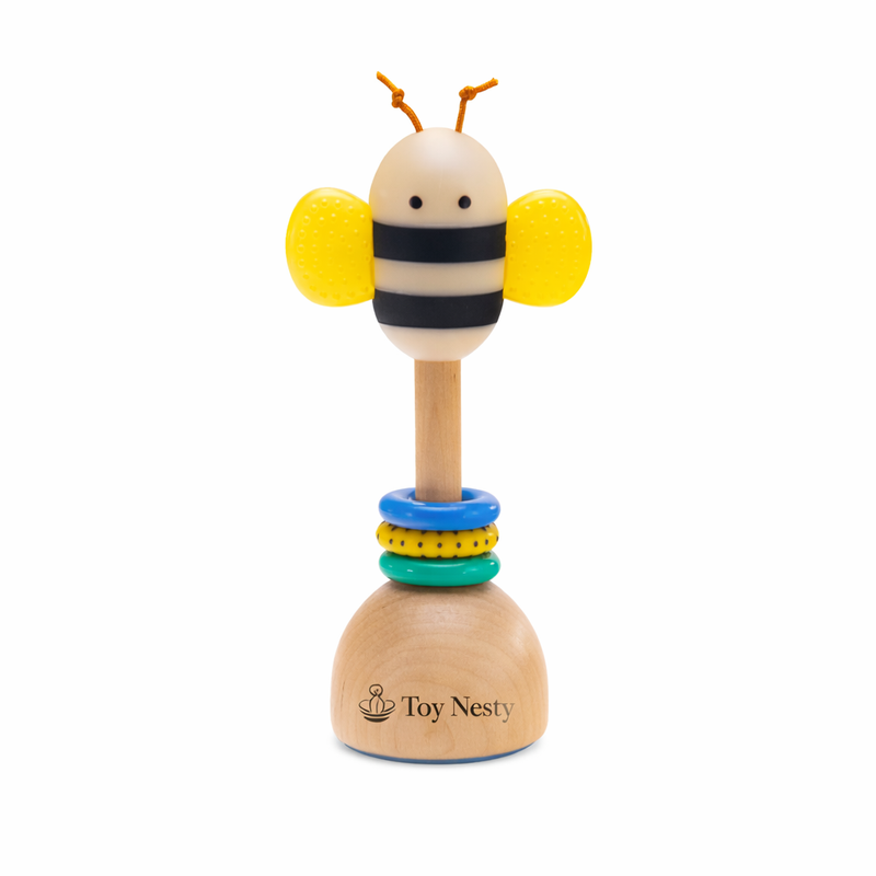 Toy Nesty® Wooden Bee Baby Rattle Toy